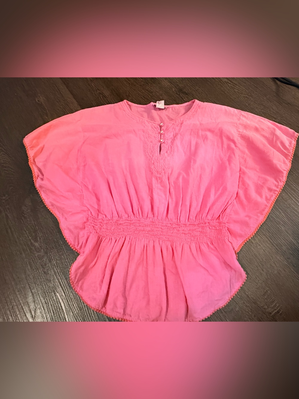 RETRO Pink EMBROIDERY TOP PINK